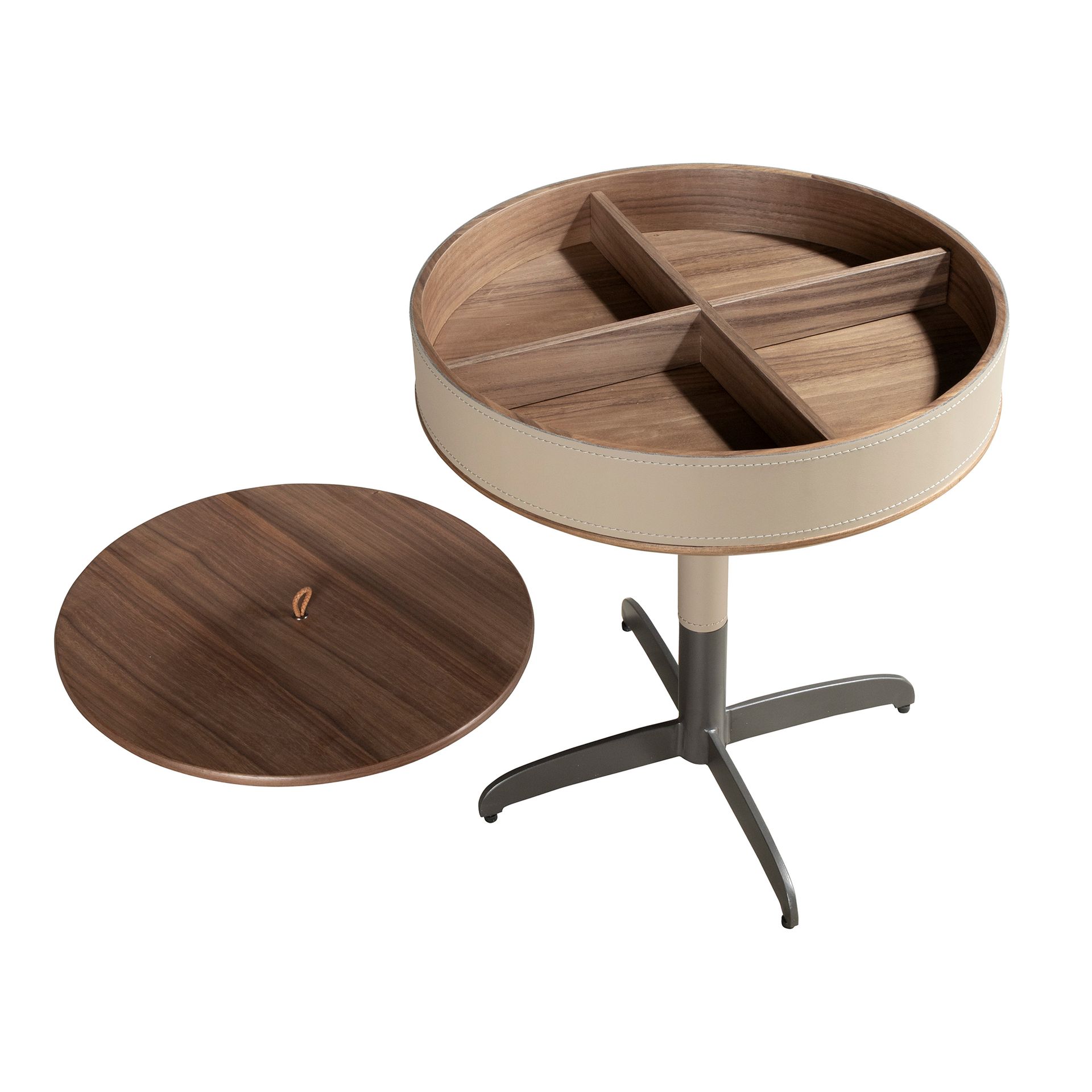 Table d’appoint ronde - Finitions taupe, gris et noyer — détail 6