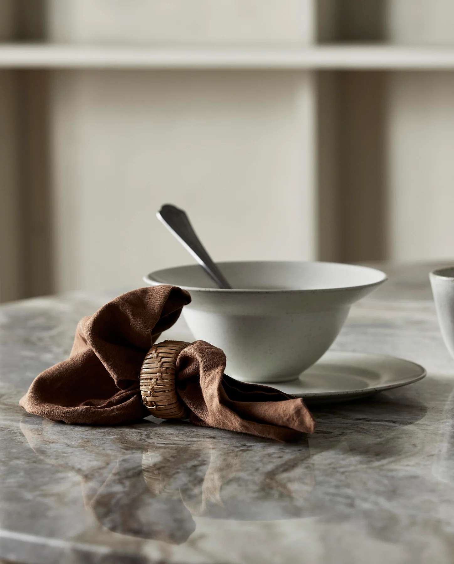 Lot de 4 serviettes de table avec ourlet marron