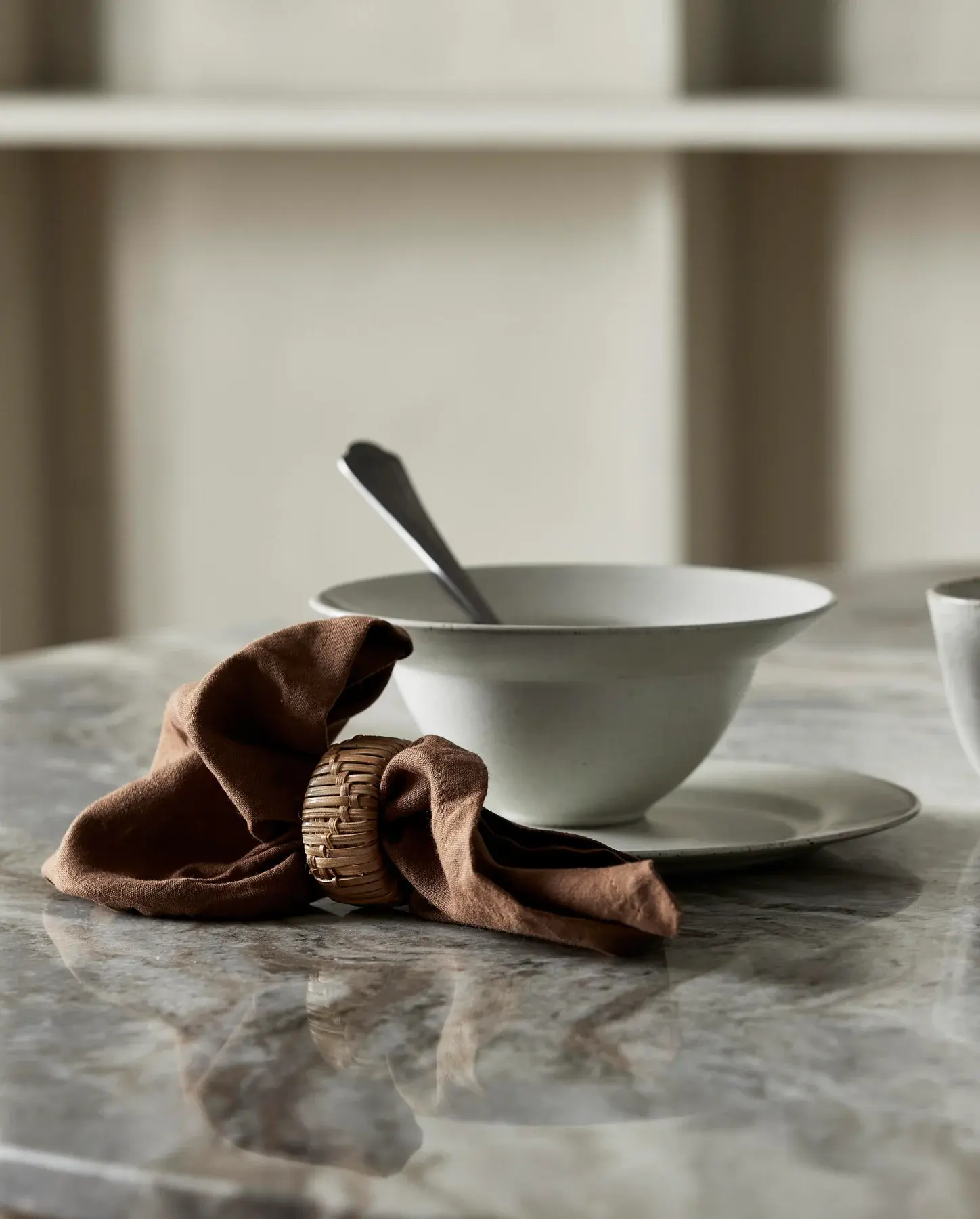 Lot de 4 serviettes de table avec ourlet marron