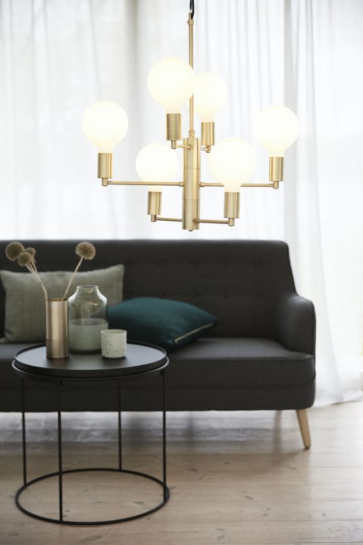 Lustre en laiton doré avec ampoule XL
