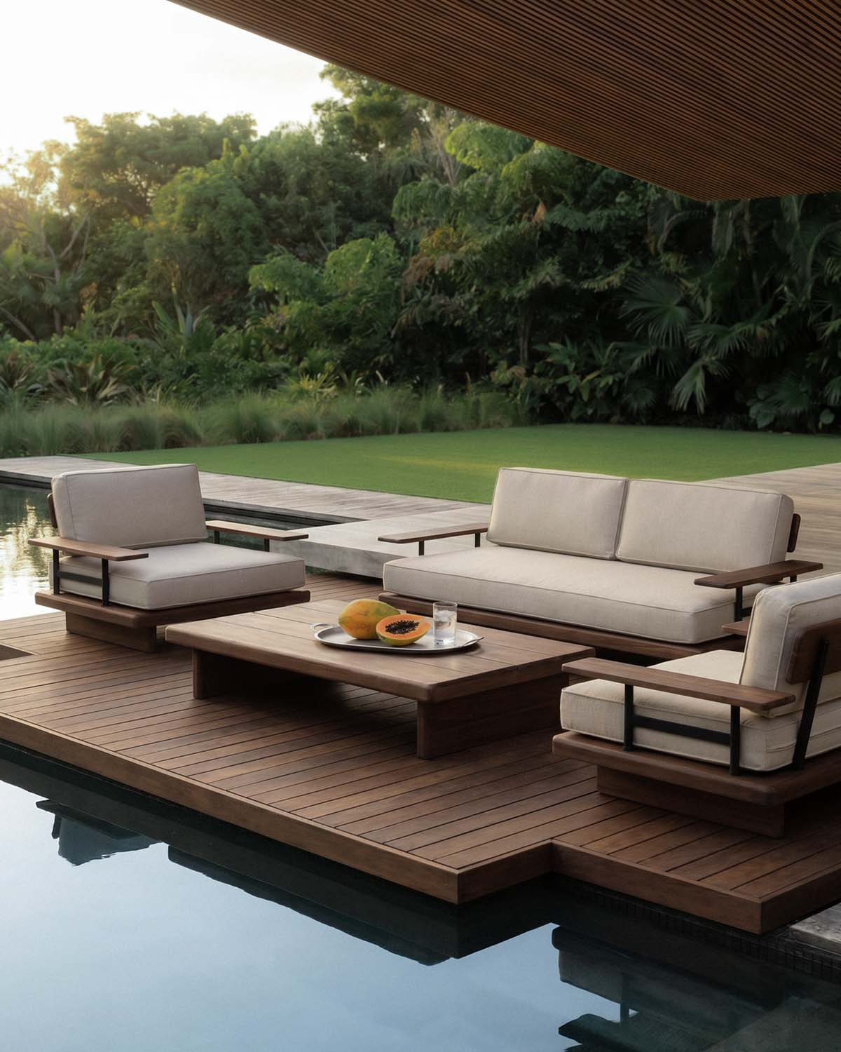 Salon de jardin 4 places en acacia Ayanis