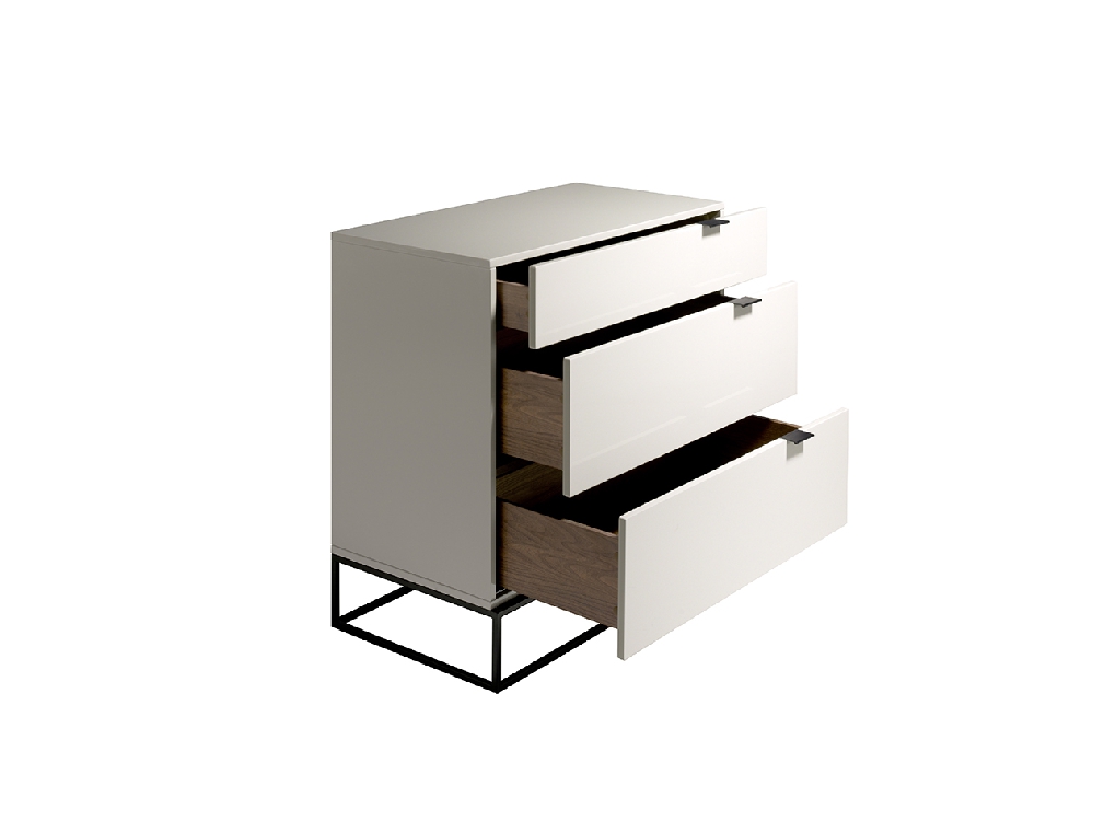 Commode en bois gris perle et acier noir — détail 6