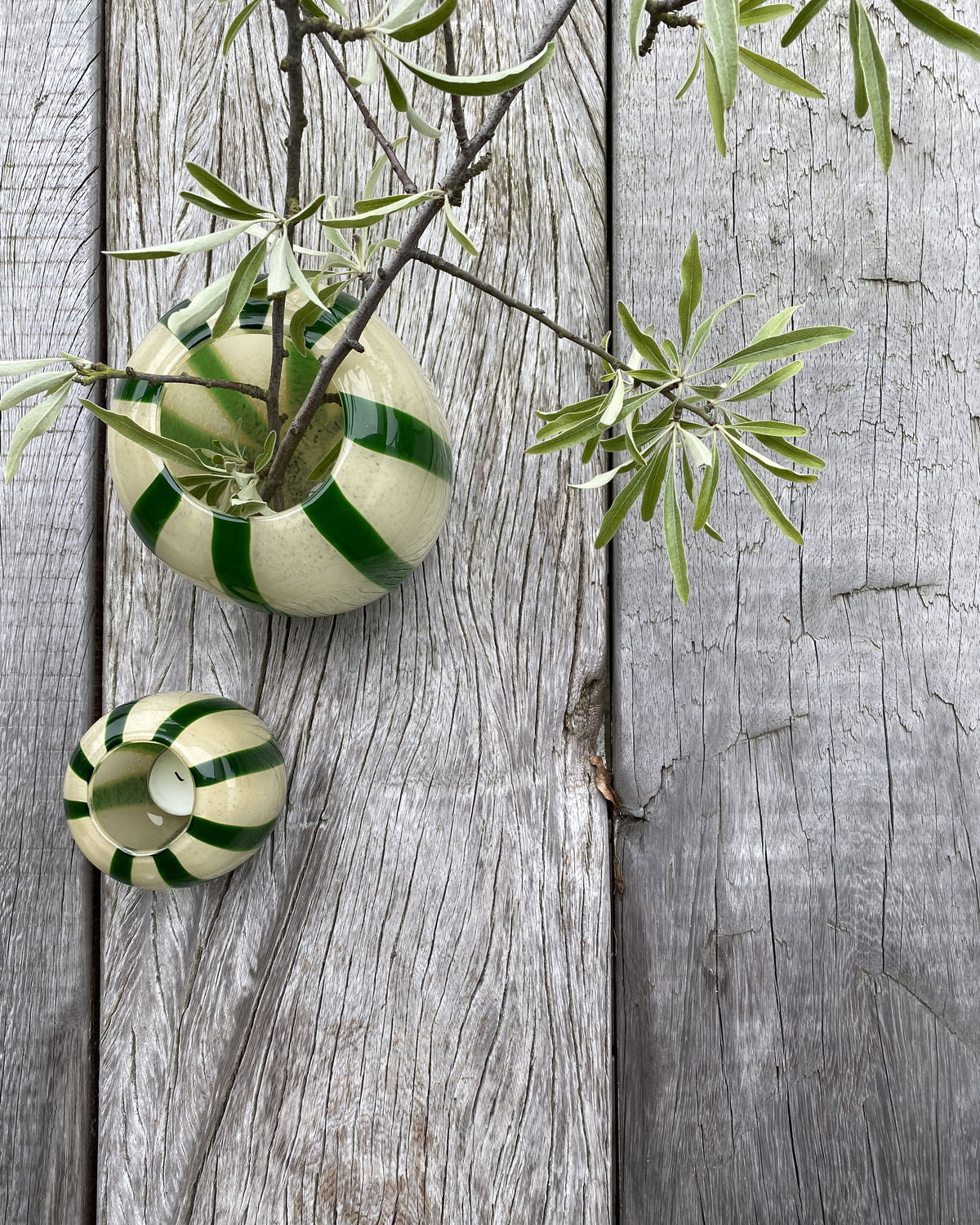 Vase en verre avec rayures de bonbon XS — détail 3