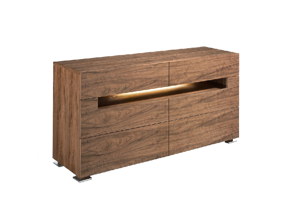Commode en noyer avec éclairage intérieur LED — détail 3
