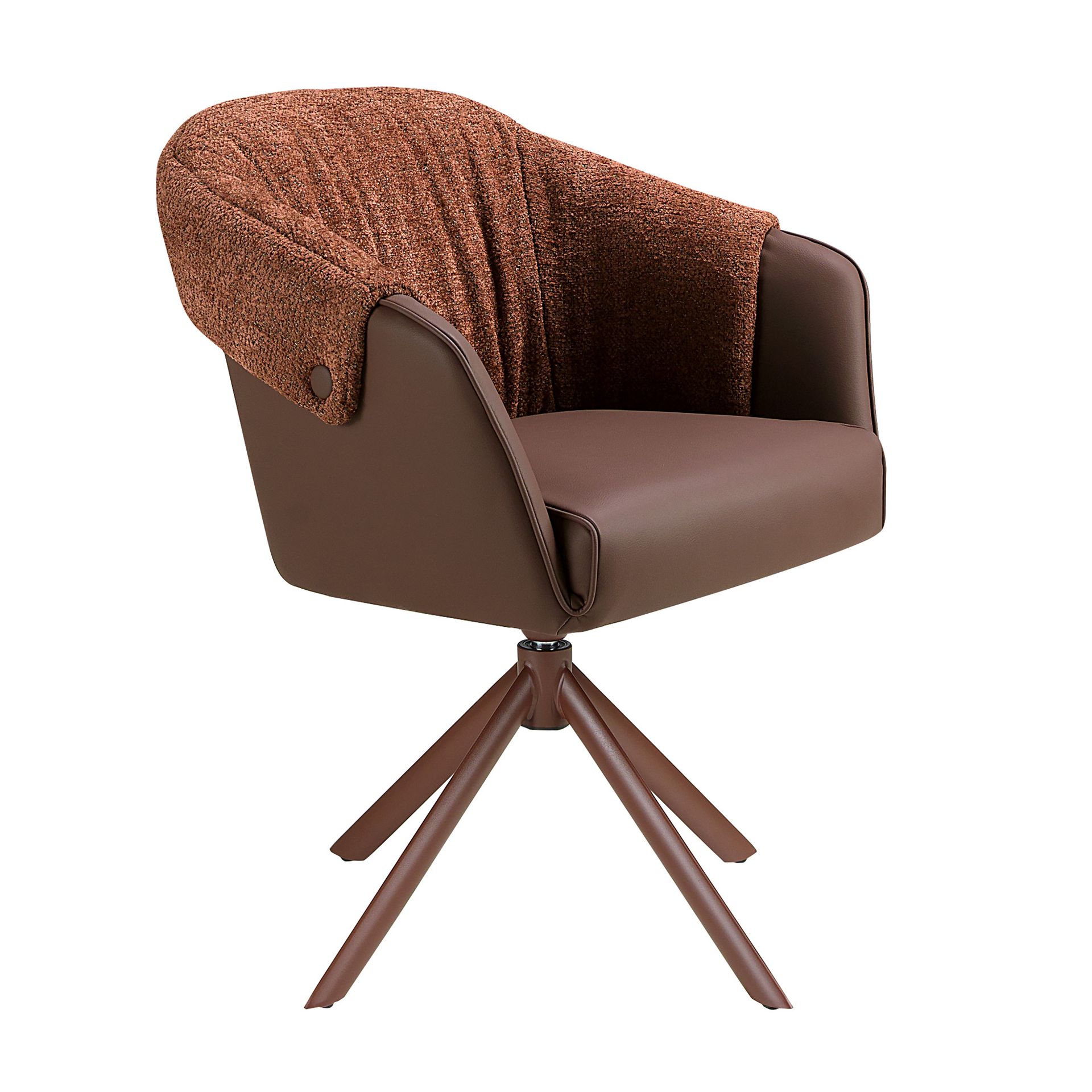 Chaise pivotante tissu et similicuir - Coloris marron chiné et cuivré