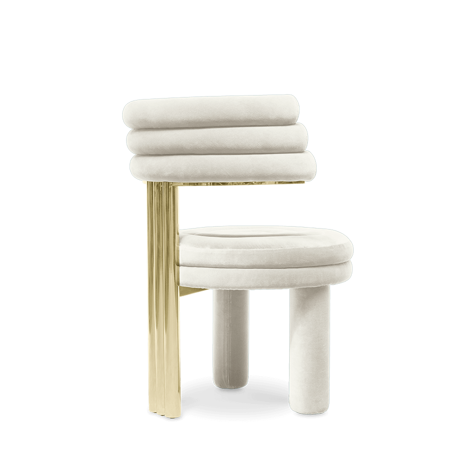 Chaise avec assise en velours blanc — détail 3