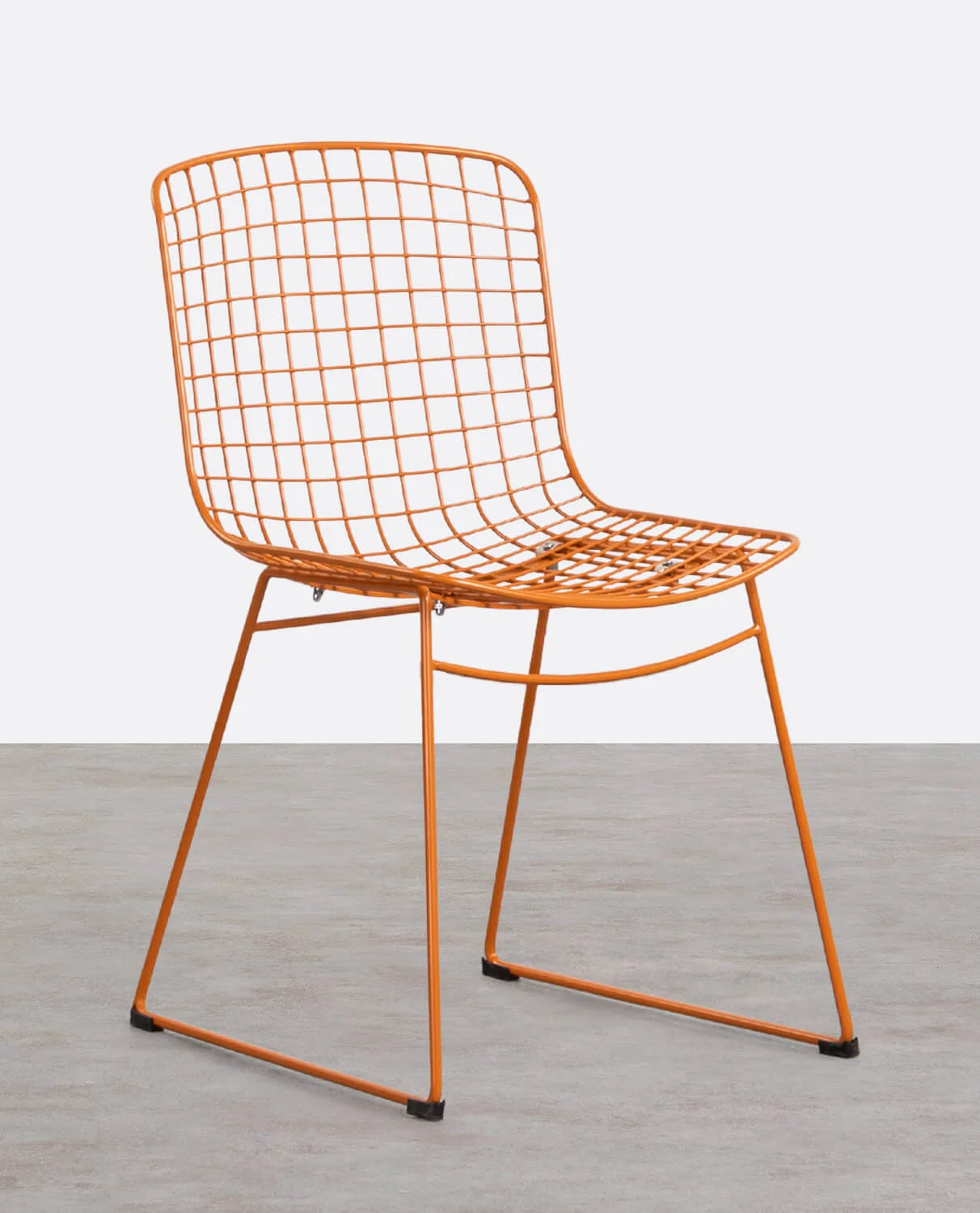 Chaise de salle à manger au dossier haut en métal sans coussin terra
