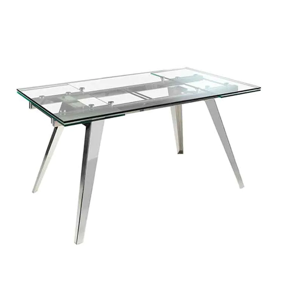 Table extensible en verre trempé et base en acier — détail 3