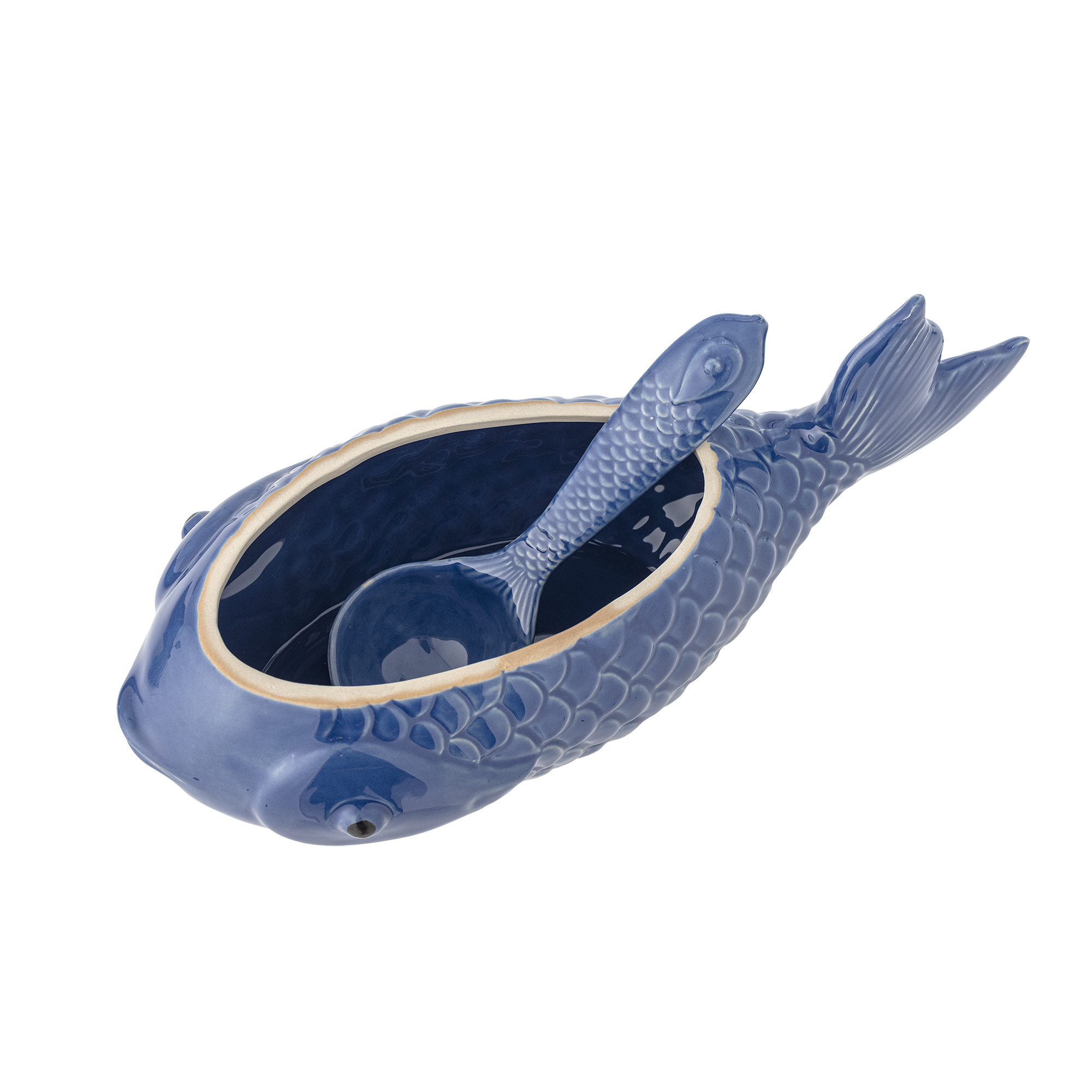 Cruche avec couvercle et cuillère Hiro en grès - Coloris bleu — détail 5