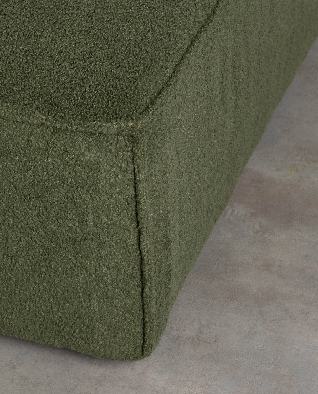 Canapé modulable 3 pièces en tissu bouclé vert kaki sans accoudoir — détail 4