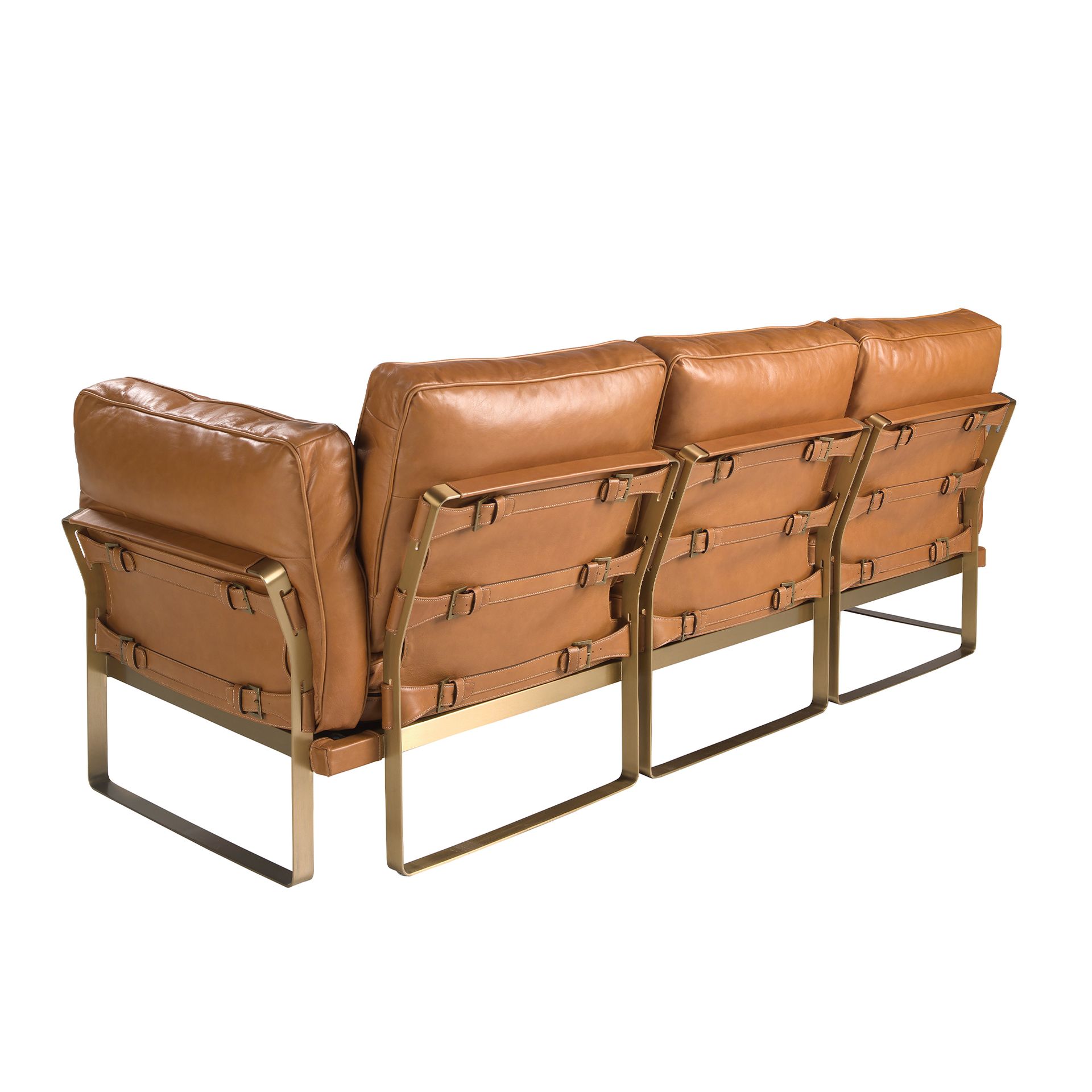 Canapé 3 places en cuir camel - Coloris camel et or — détail 6