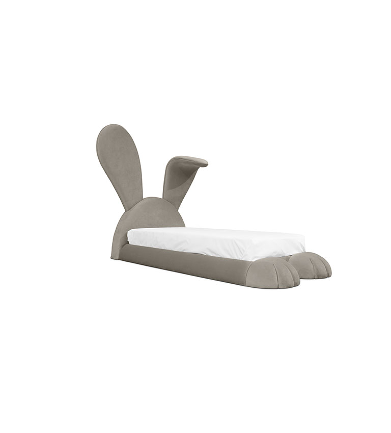 Lit en forme de lapin gris foncé