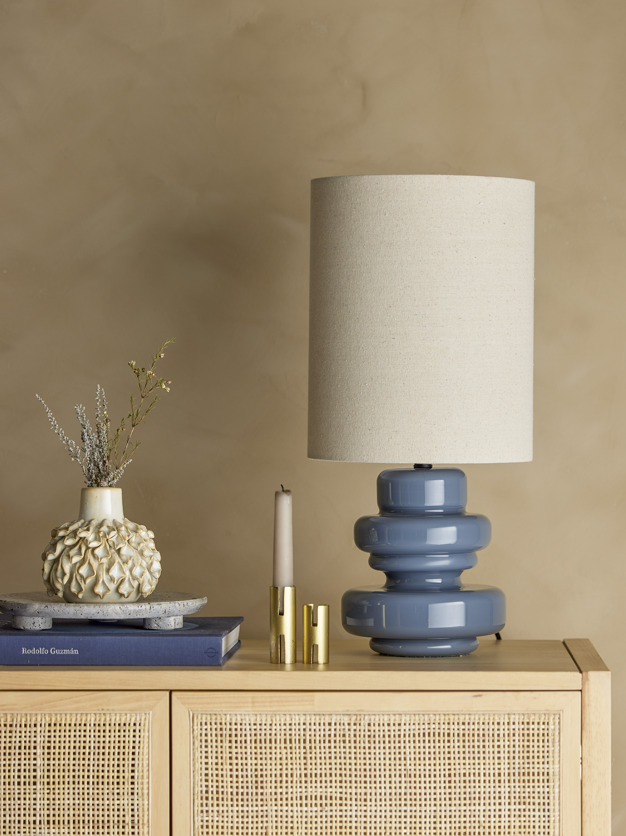 Lampe de table Fabiola en verre - Coloris bleu — détail 3