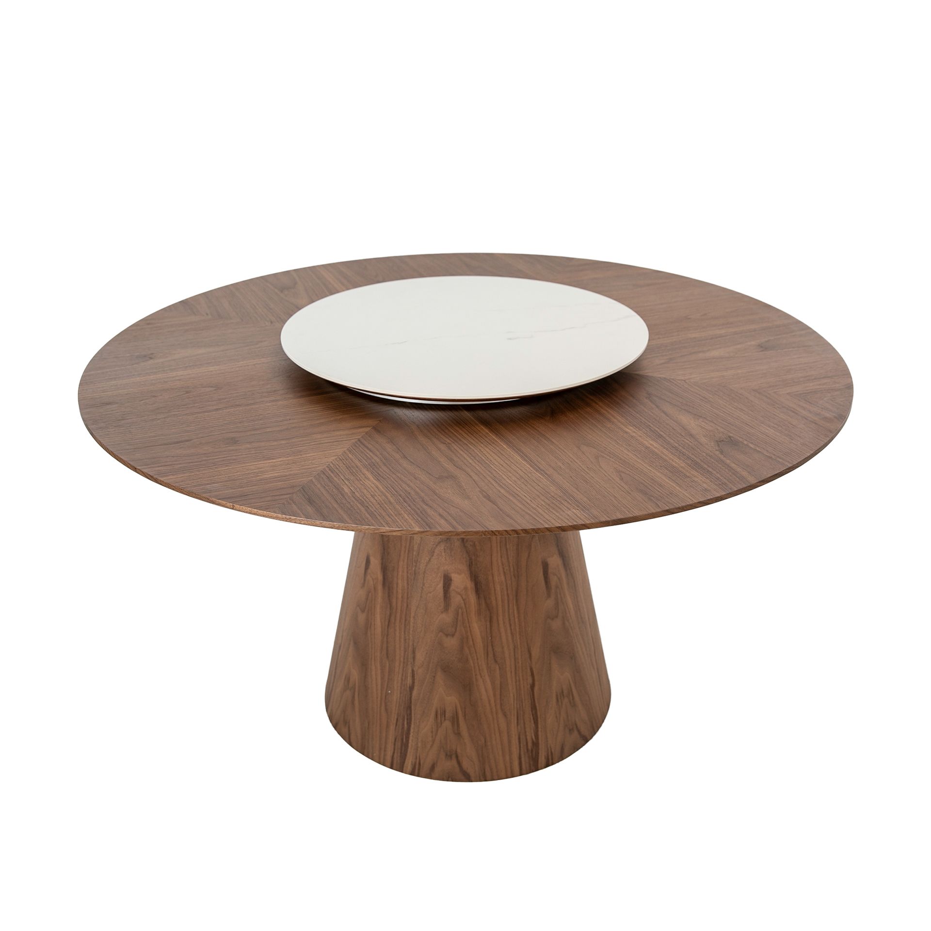 Table à manger ronde rotative noyer — détail 5