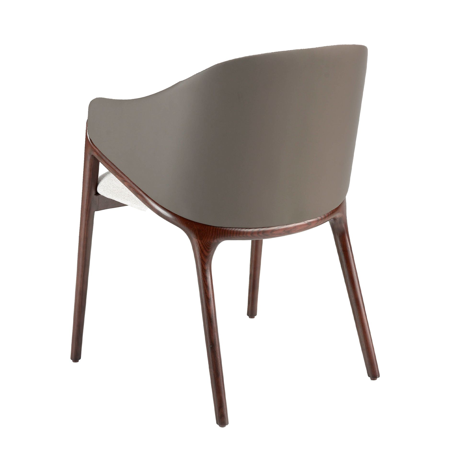 Chaise en tissu et similicuir - Finitions beige, taupe et noyer — détail 6