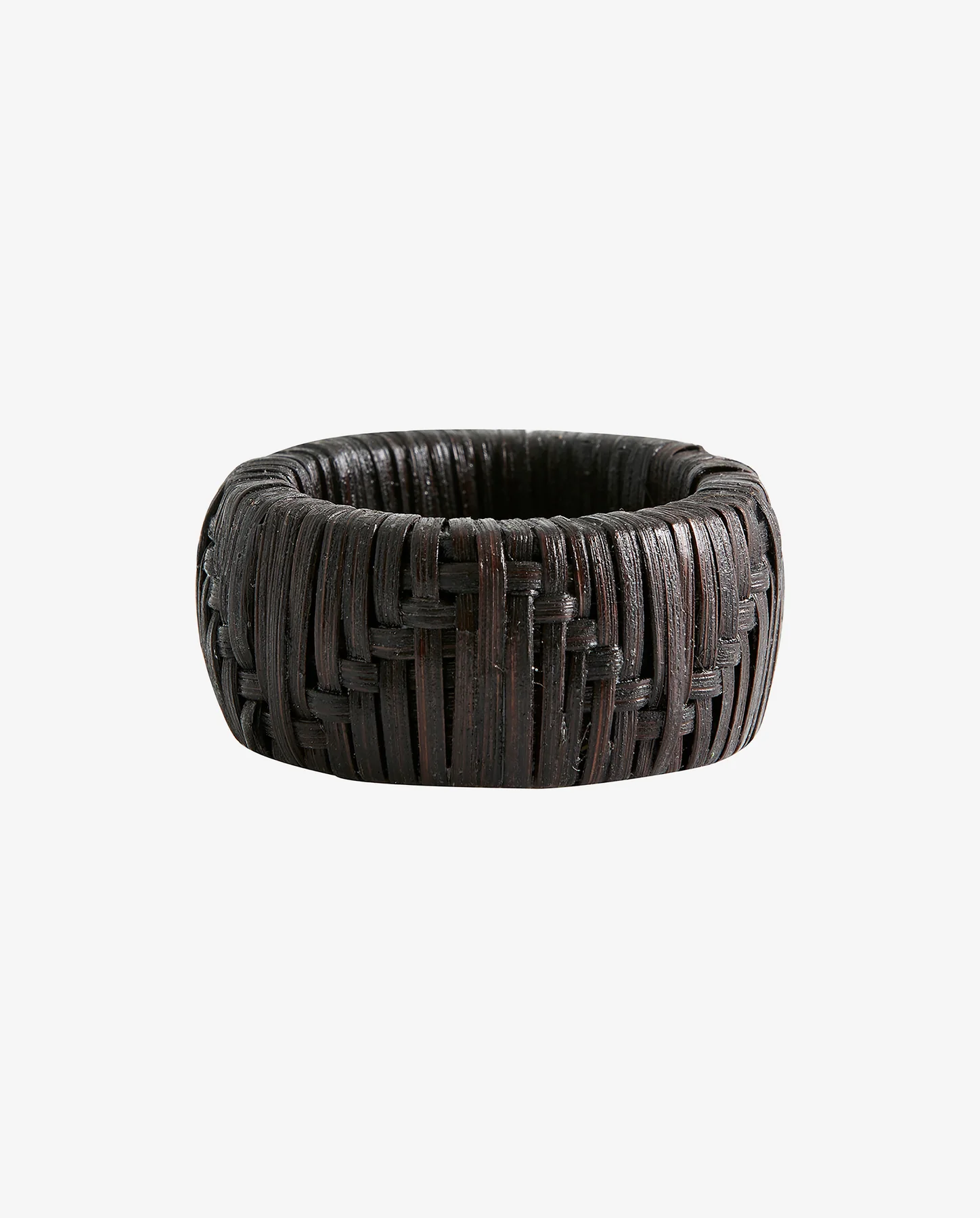 Lot de 4 ronds de serviette en canne tressée noir