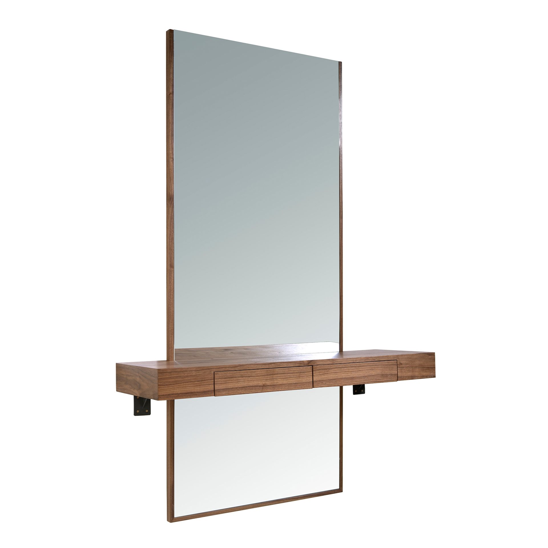 Miroir mural rectangulaire noyer - Finitions noyer