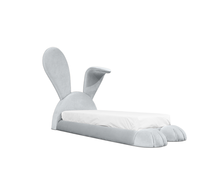 Lit en forme de lapin gris