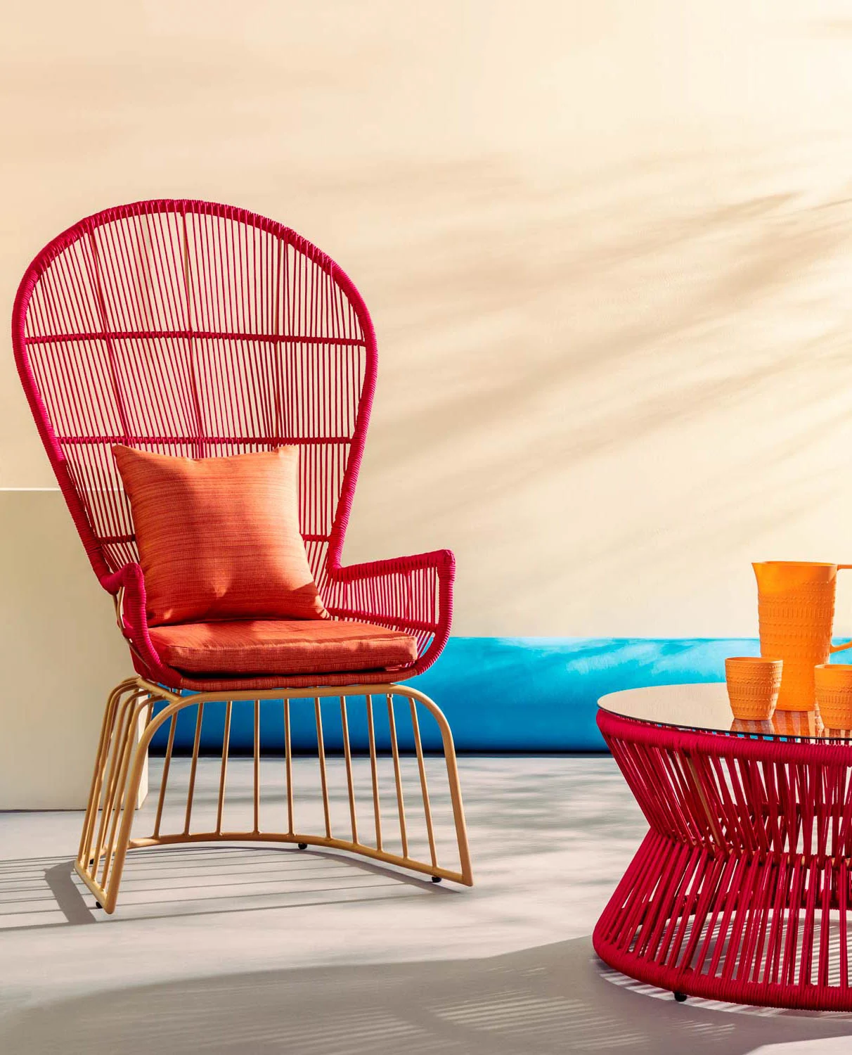 Fauteuil à dossier haut en aluminium et polyester imperméable