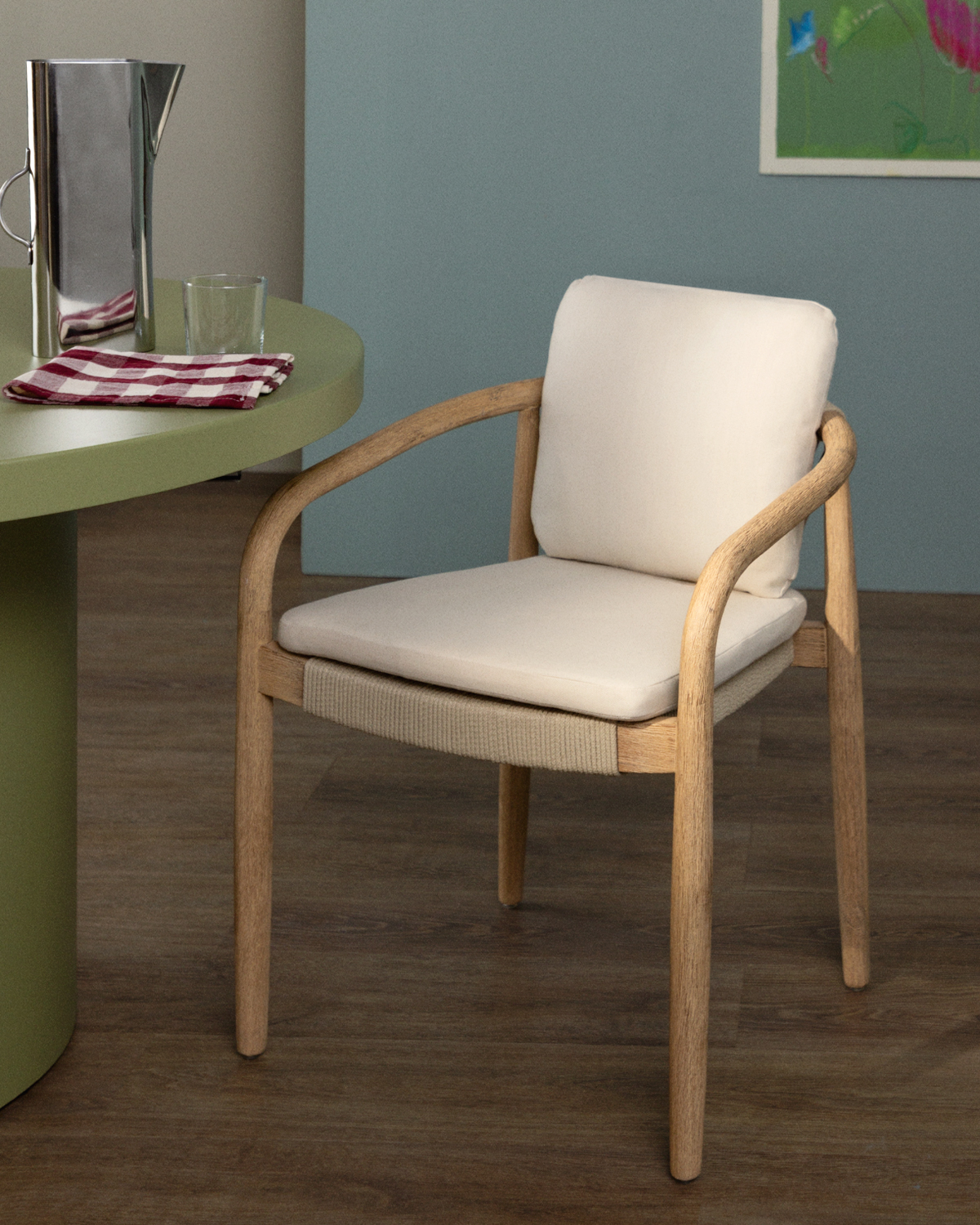 Chaise en acacia avec coussin Loli - Coloris au choix — détail 6