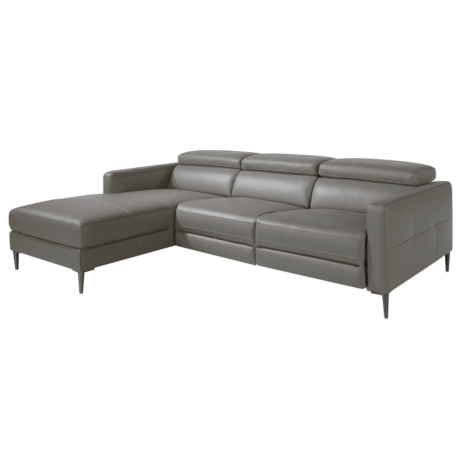 Canapé d'angle relax gauche en cuir gris foncé
