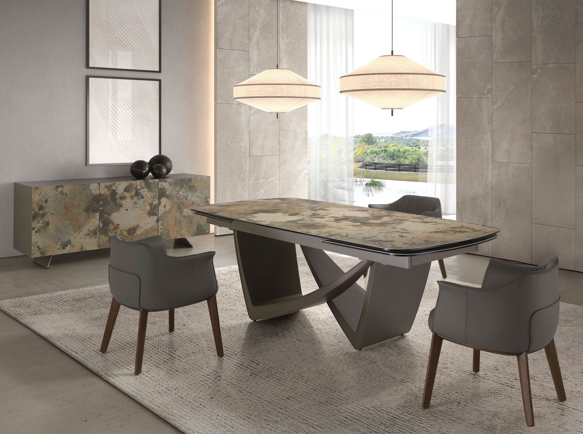 Chaise en similicuir grise — détail 4