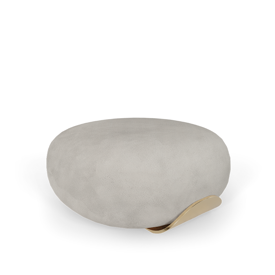 Tabouret rond en velours gris