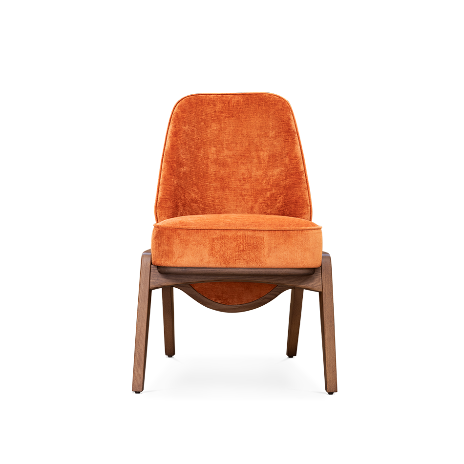Chaise en tissu de velours orange
