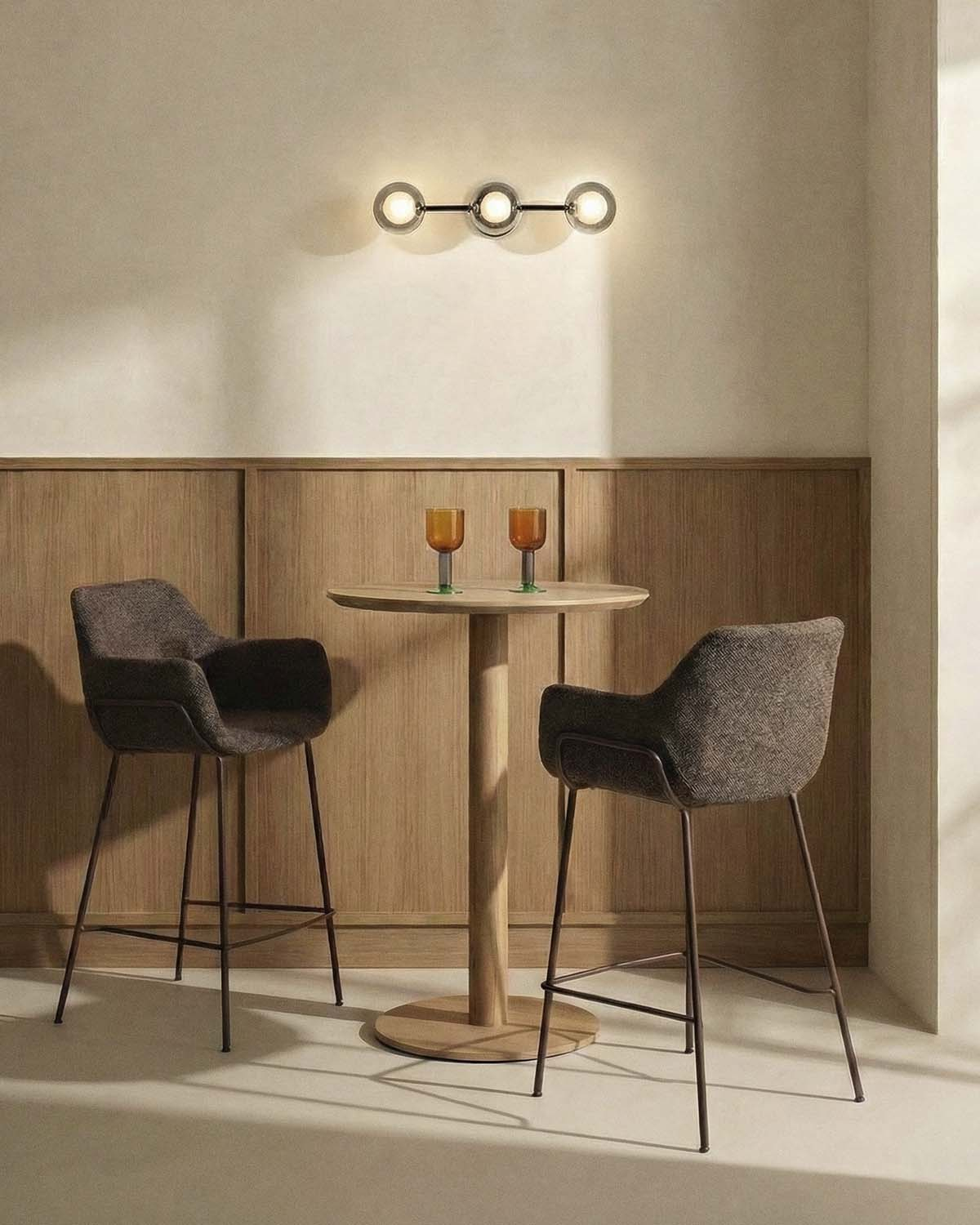 Tabouret haut 65 cm en tissu et métal Oisin — Plusieurs coloris