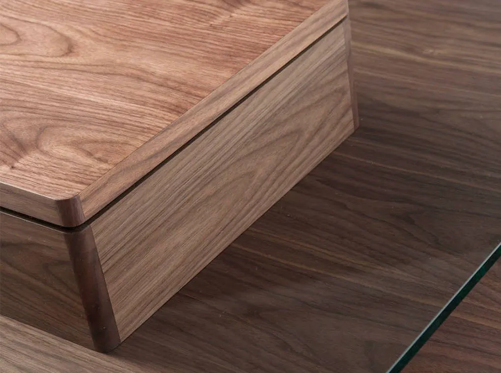 Table basse en bois et verre trempé — détail 4