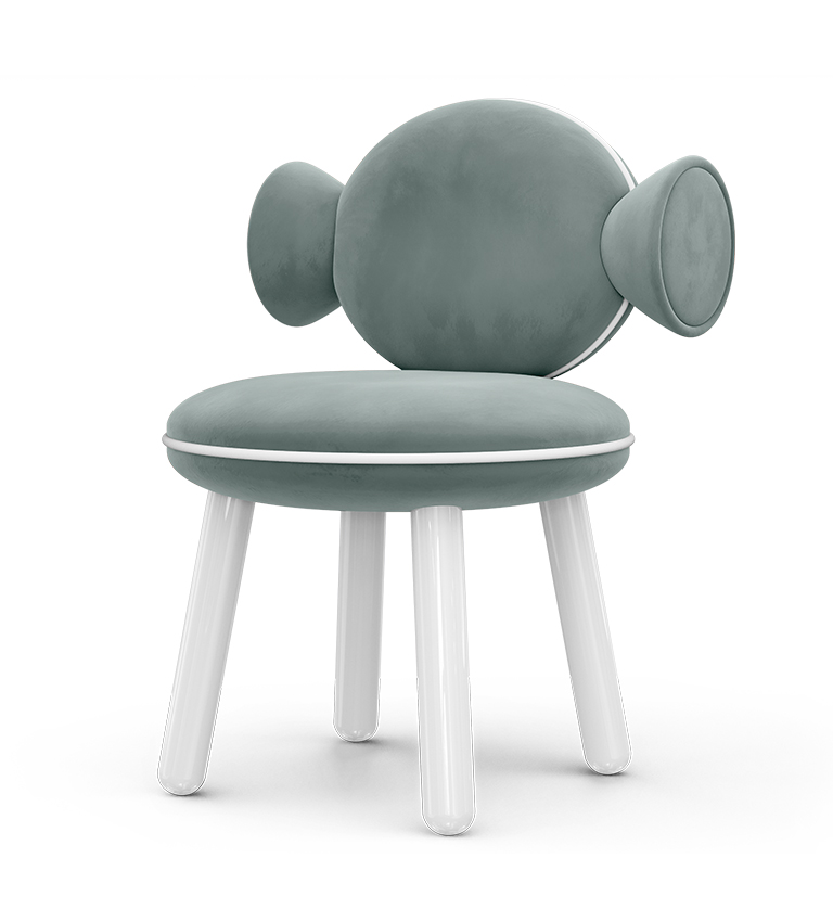 Chaise bonbon bleu grisonnant