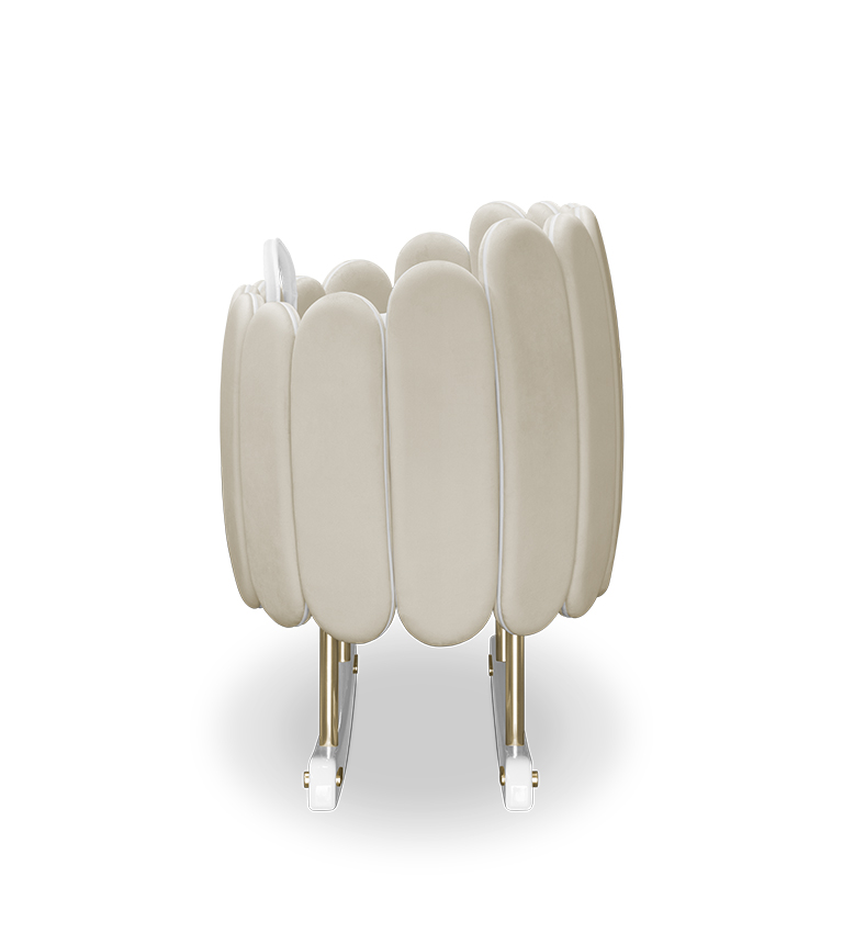 Lit rocking chair en forme de fleur de lotus crème — détail 5
