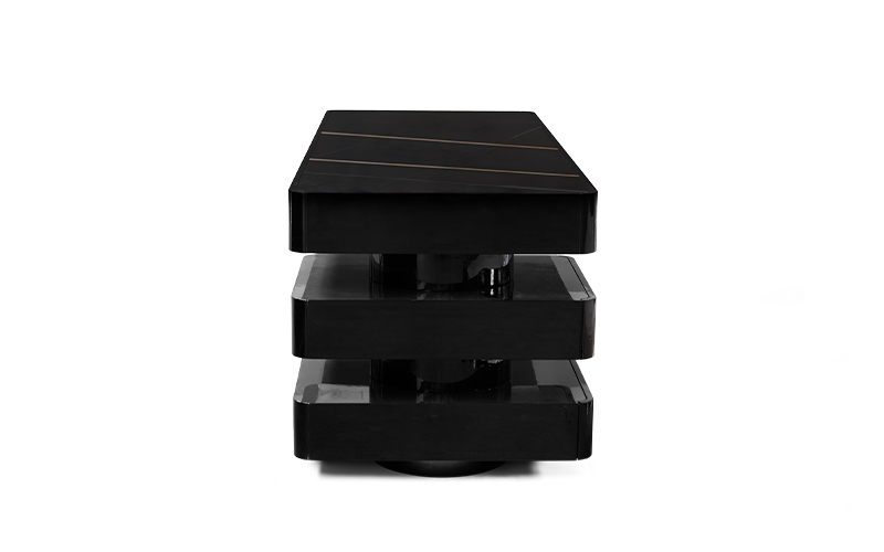 Bureau en laqué noir brillant plateau noir avec détails — détail 5