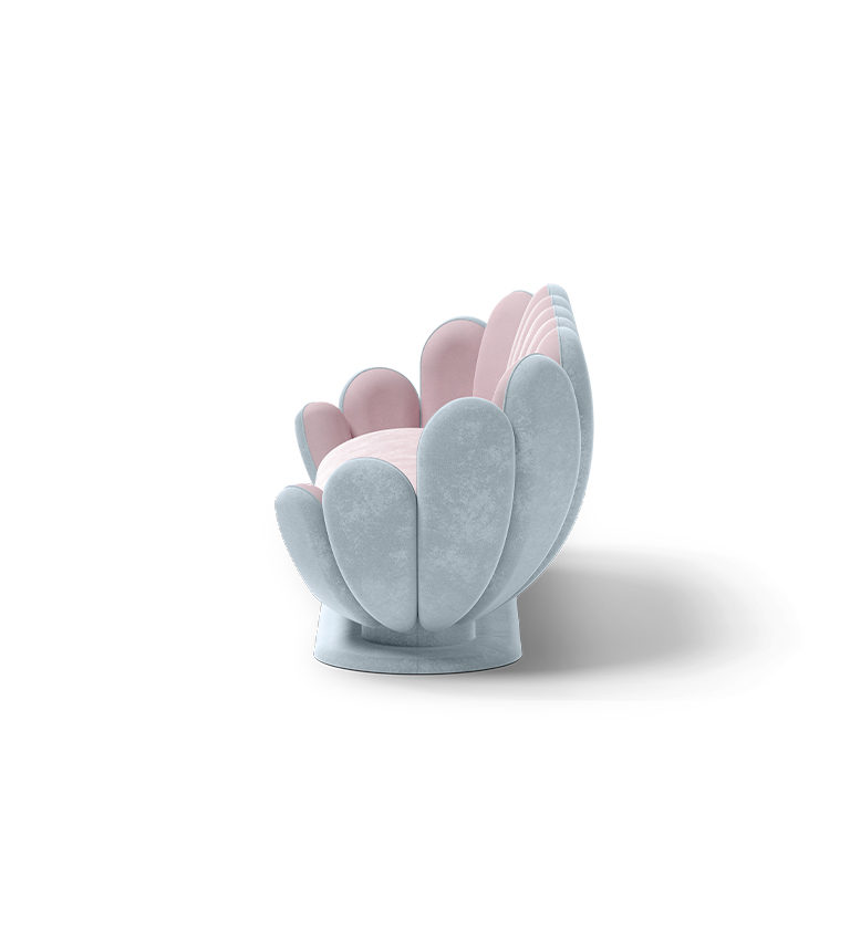 Canapé en forme de fleur de lotus bleu/rose — détail 3