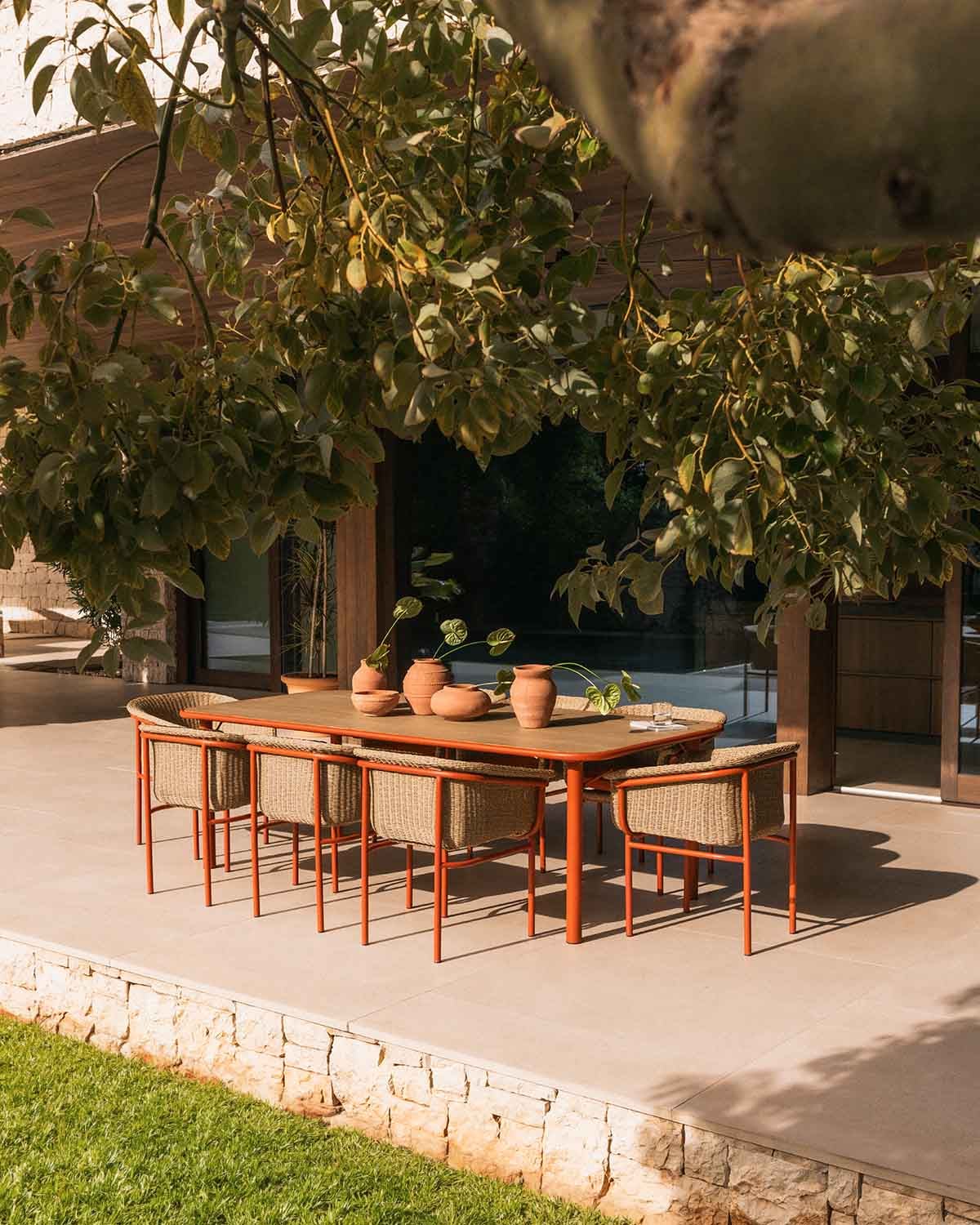Ensemble de jardin table 240 cm + 8 chaises Caitlyn — Vert Olive