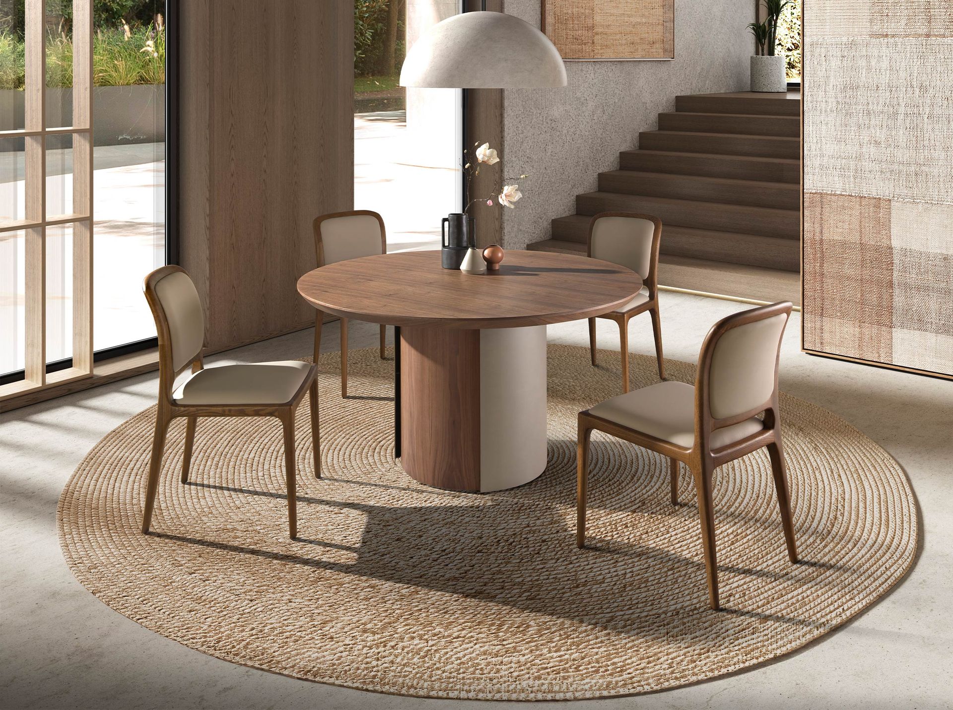 Chaise en similicuir crème — détail 4