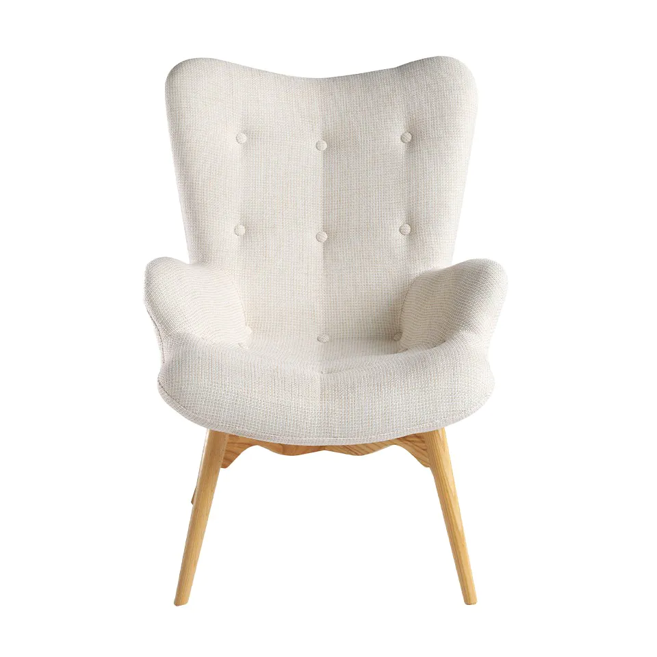 Fauteuil rembourré en tissu beige — détail 3