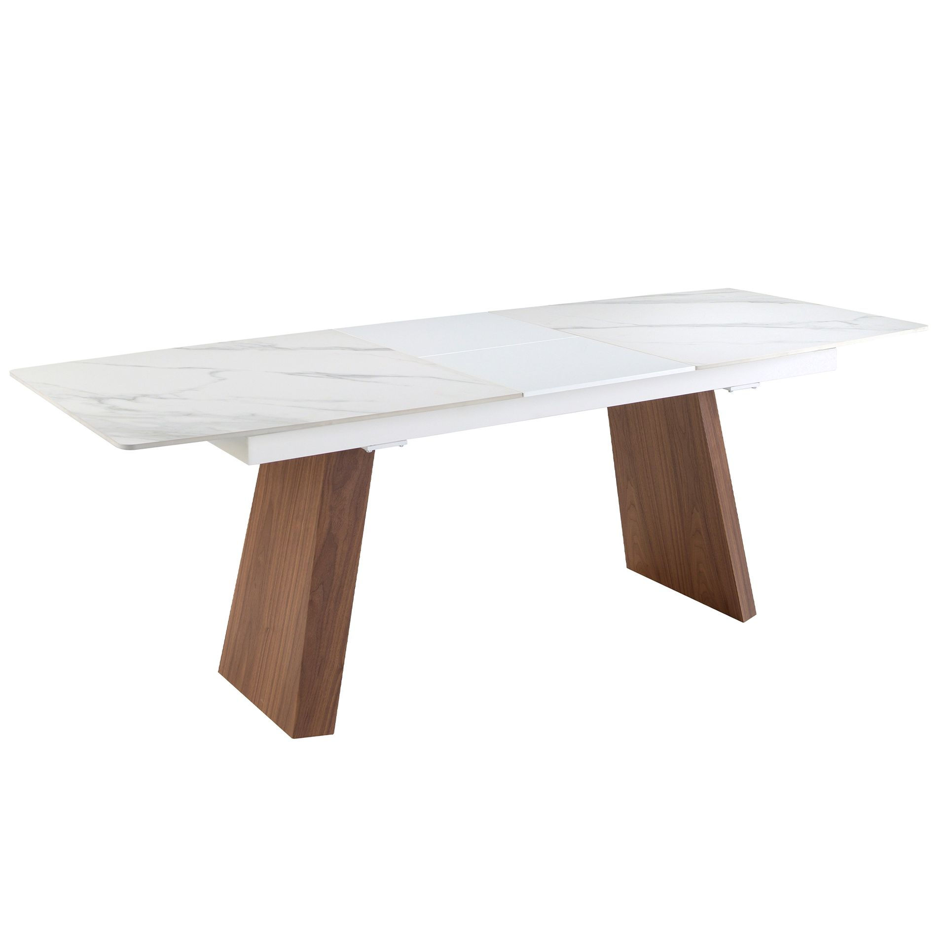 Table à manger extensible ovale - Finitions blanc et noyer
