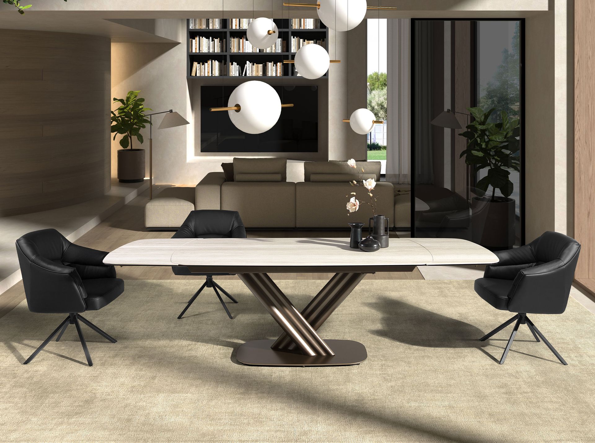 Chaise pivotante en similicuir noir - Coloris noir — détail 4