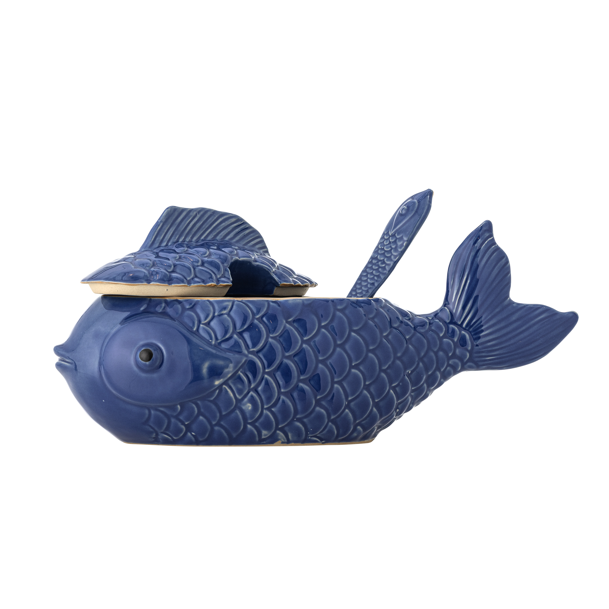 Cruche avec couvercle et cuillère Hiro en grès - Coloris bleu — détail 3