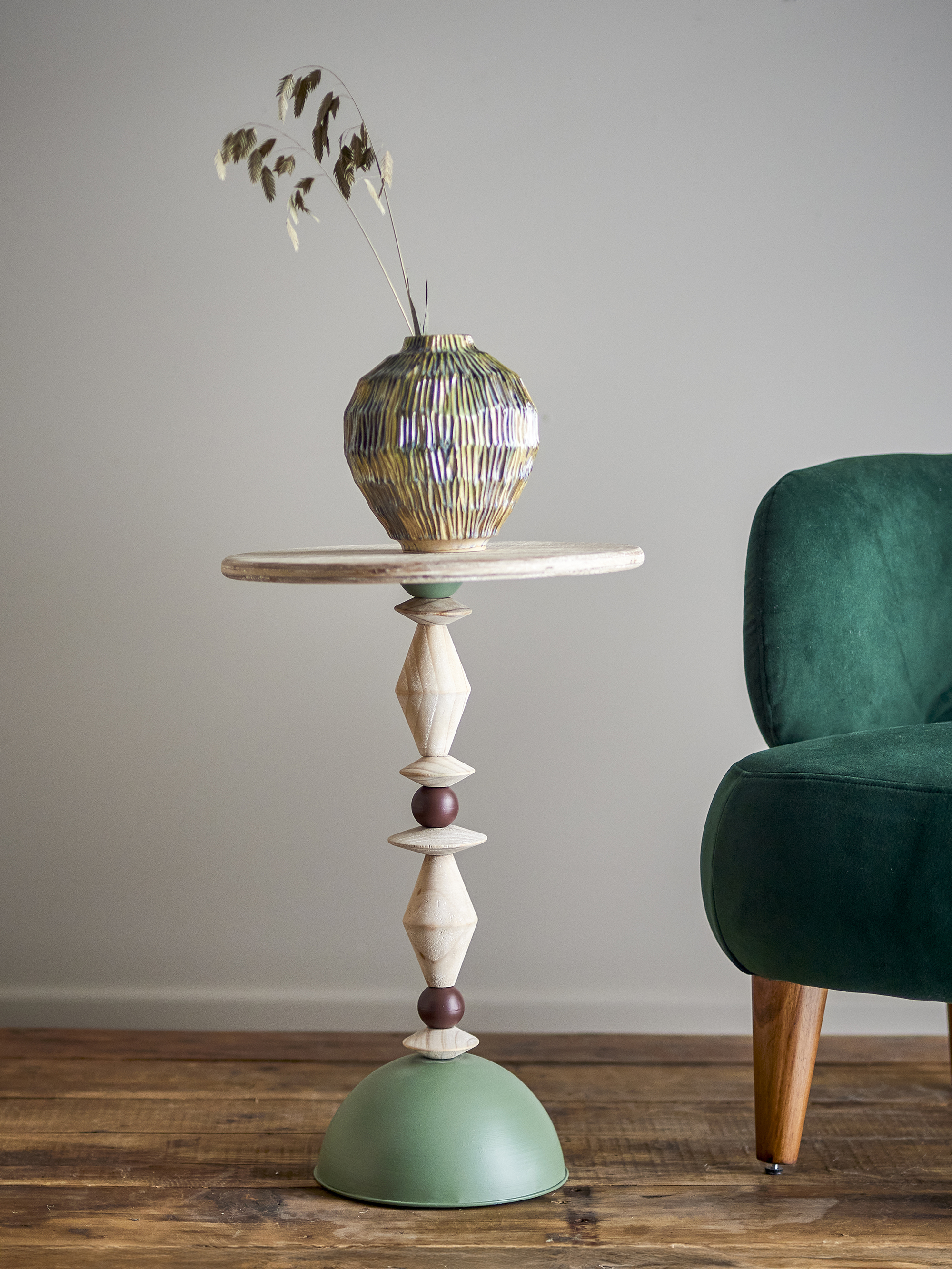 Table d'appoint Mannelli en bois de sapin - Coloris vert