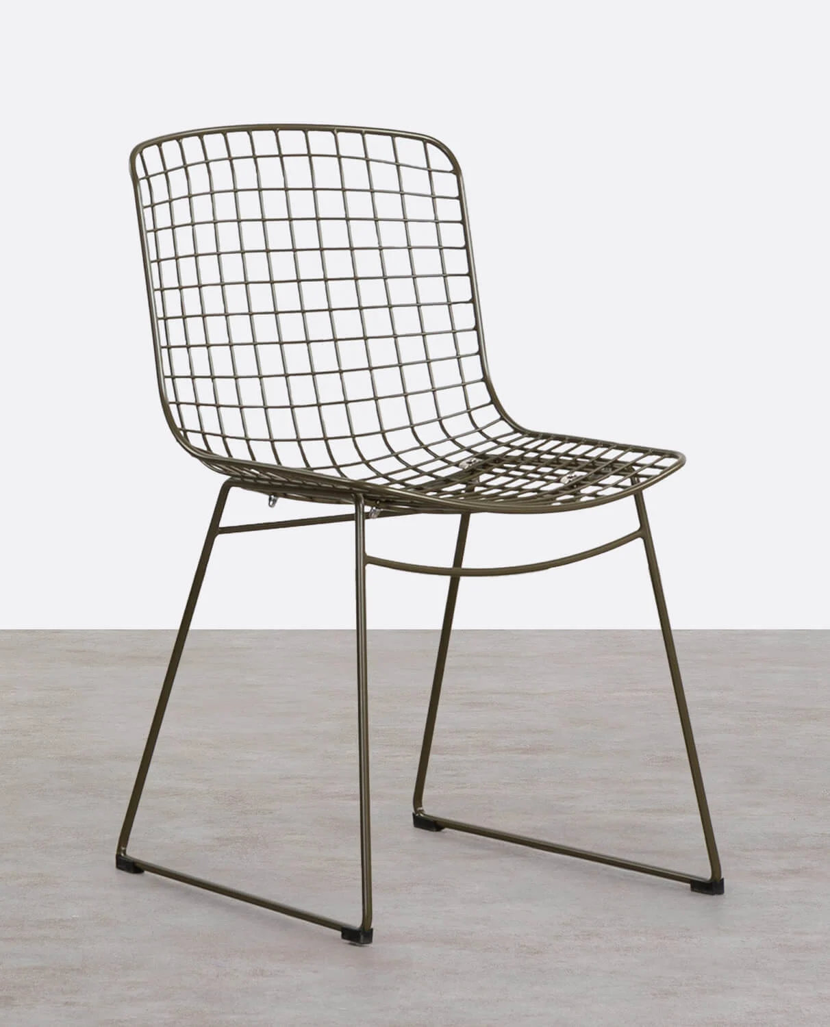 Chaise de salle à manger au dossier haut en métal sans coussin vert nori