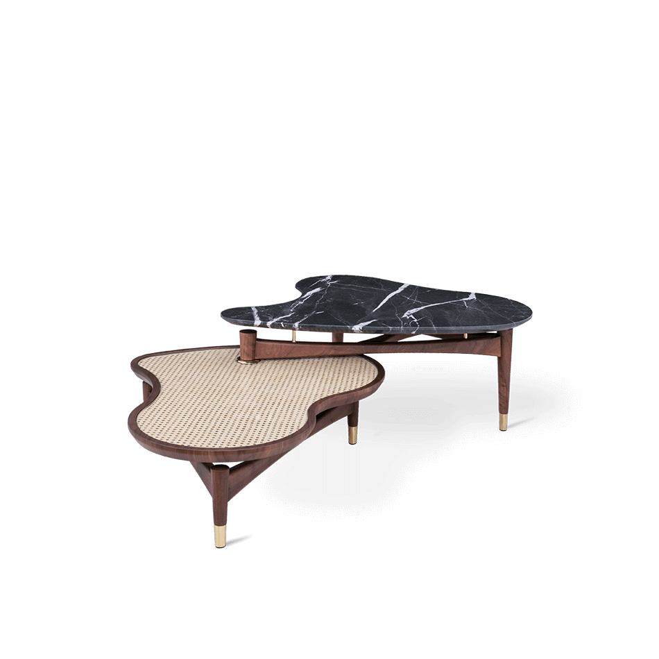 Table basse bois massif avec finition feuille de chêne