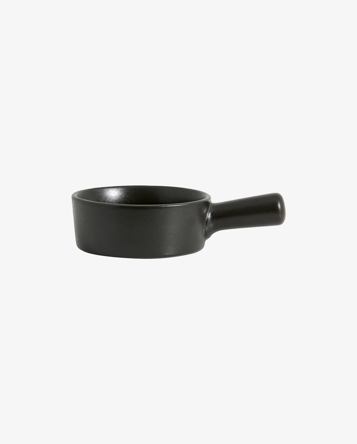 Plat rond en céramique noire avec anse