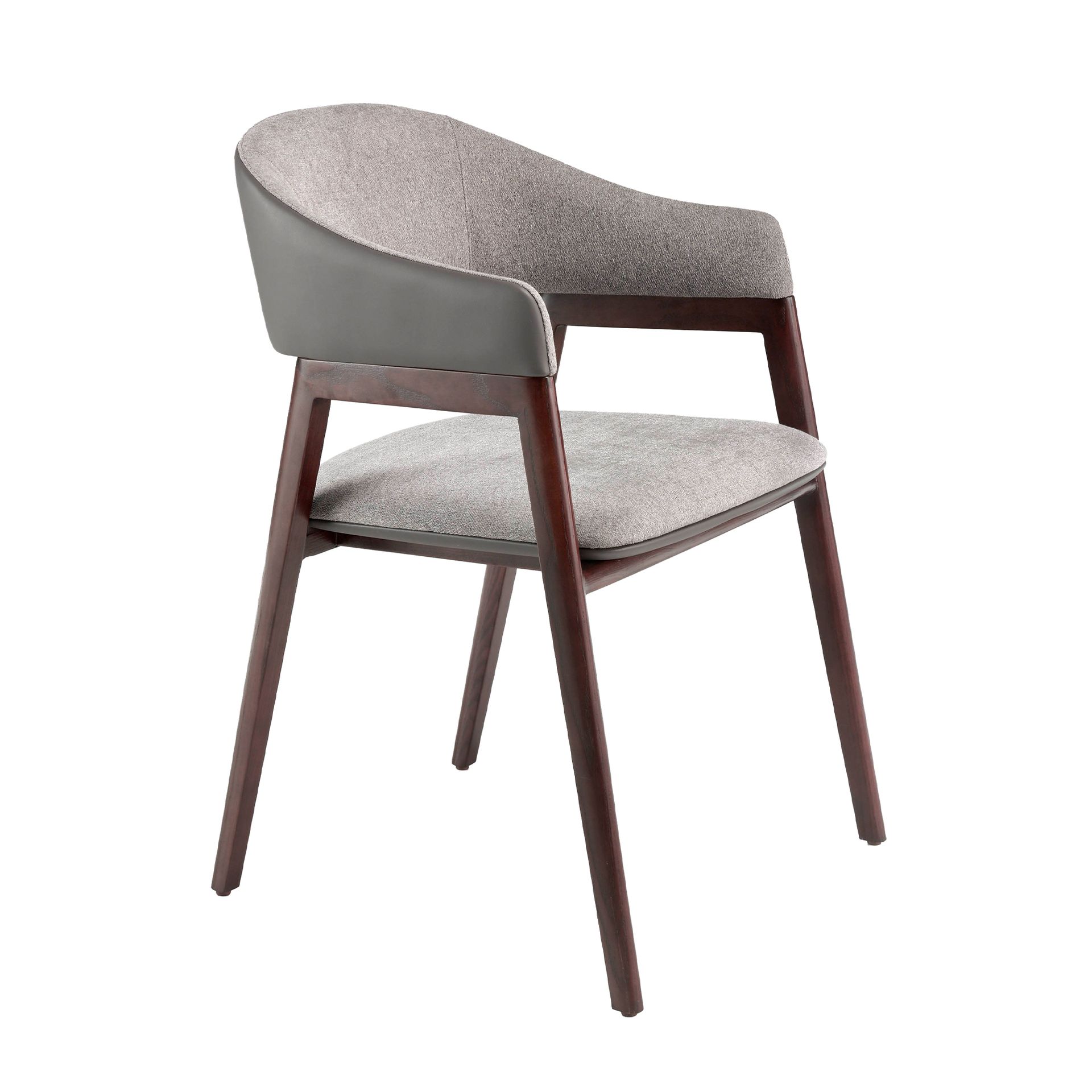 Chaise en tissu gris et vison foncé en similicuir