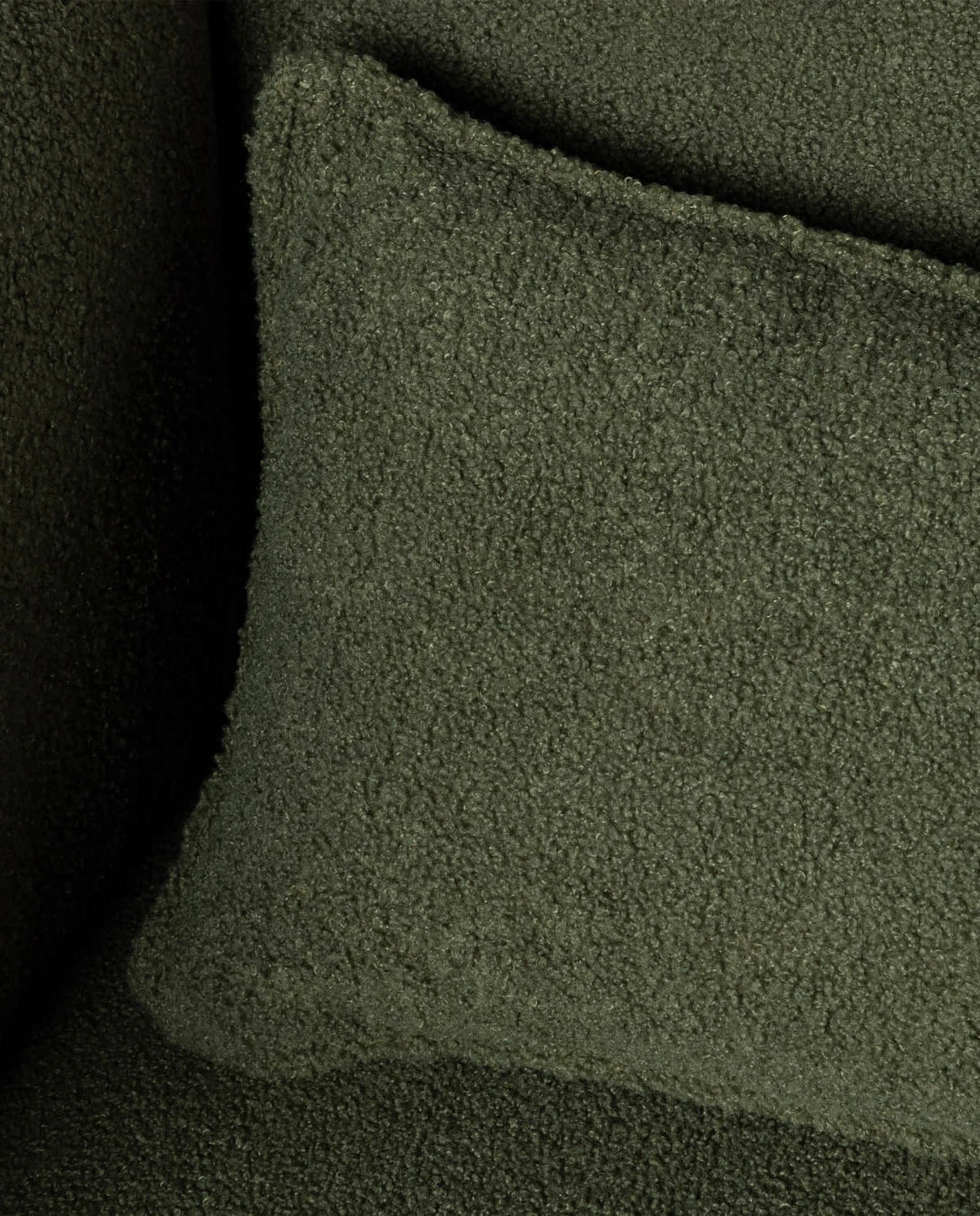 Canapé modulable 3 pièces en tissu bouclé vert kaki sans accoudoir — détail 6
