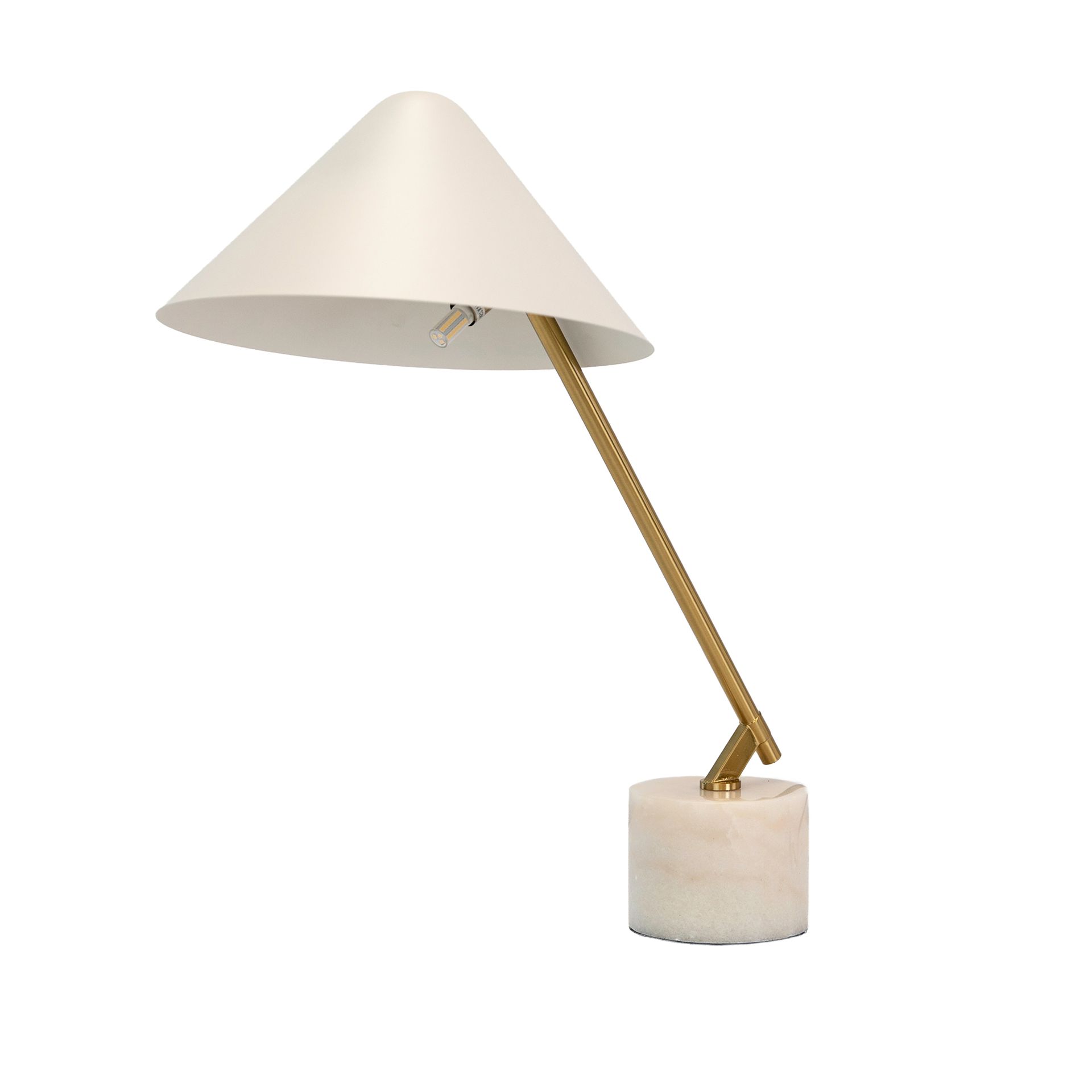 Lampe de table marbre et acier doré - Coloris blanc et or