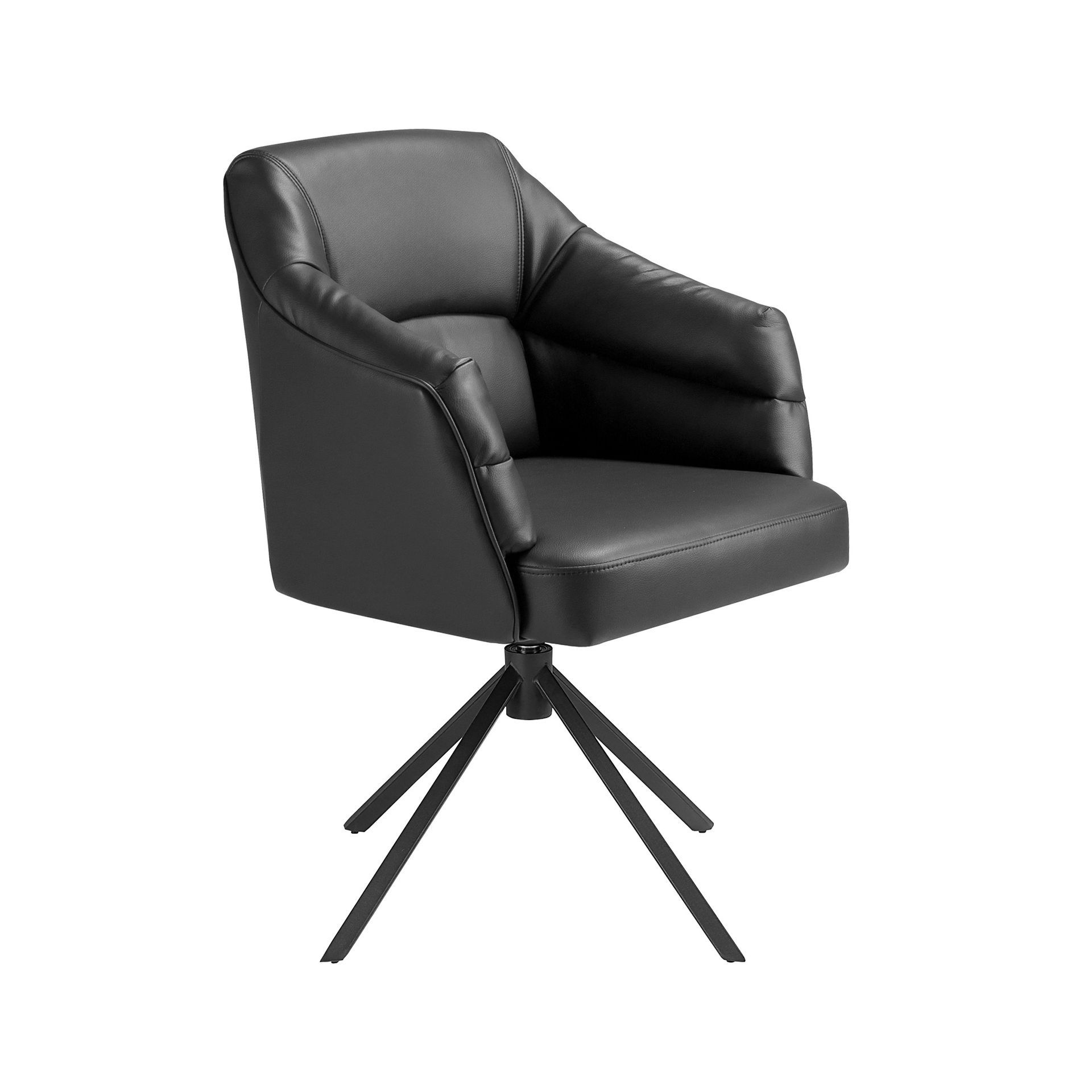 Chaise pivotante en similicuir noir - Coloris noir