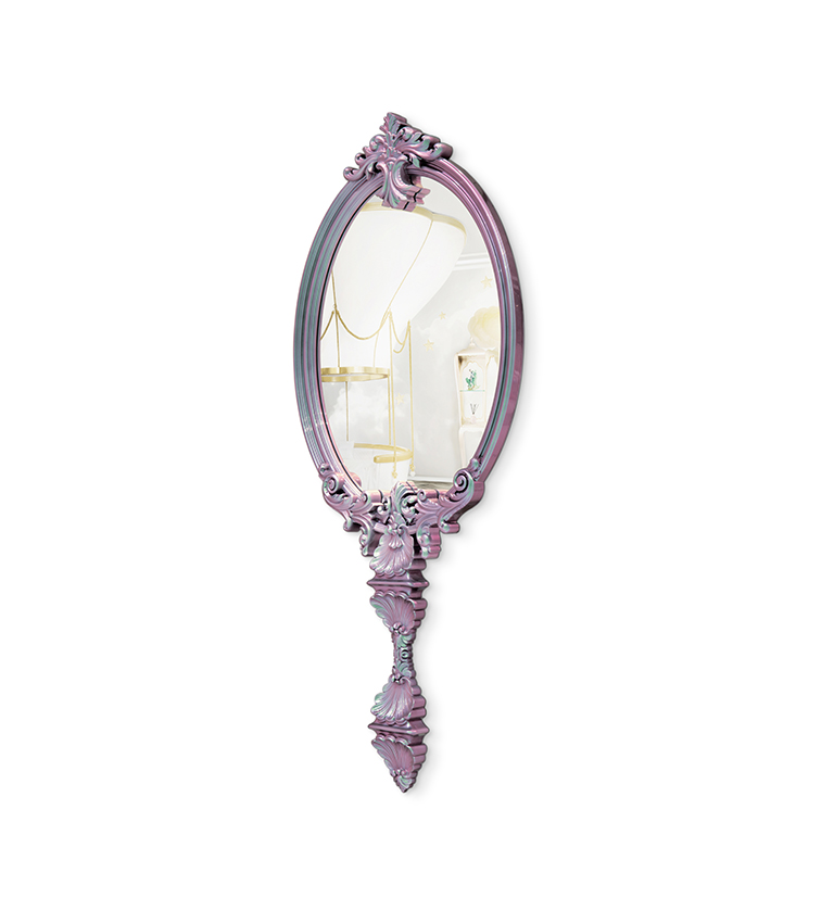 Miroir fait main finition à la feuille d'argent violet — détail 3