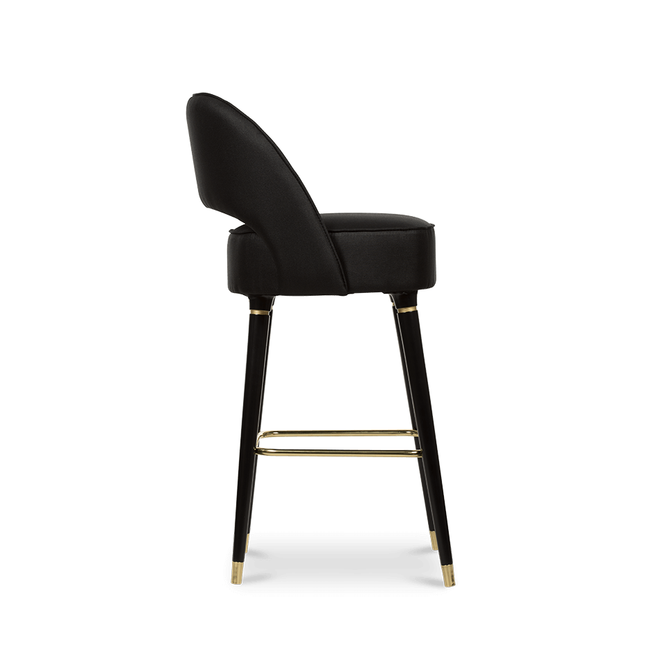 Chaise de bar en velours avec détails doré — détail 4